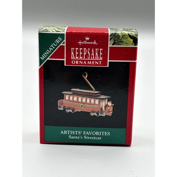 1990 Miniature Hallmalk Keepsake Ornament SANTA'S STREETCAR Artists Favorites - Picture 3 of 5